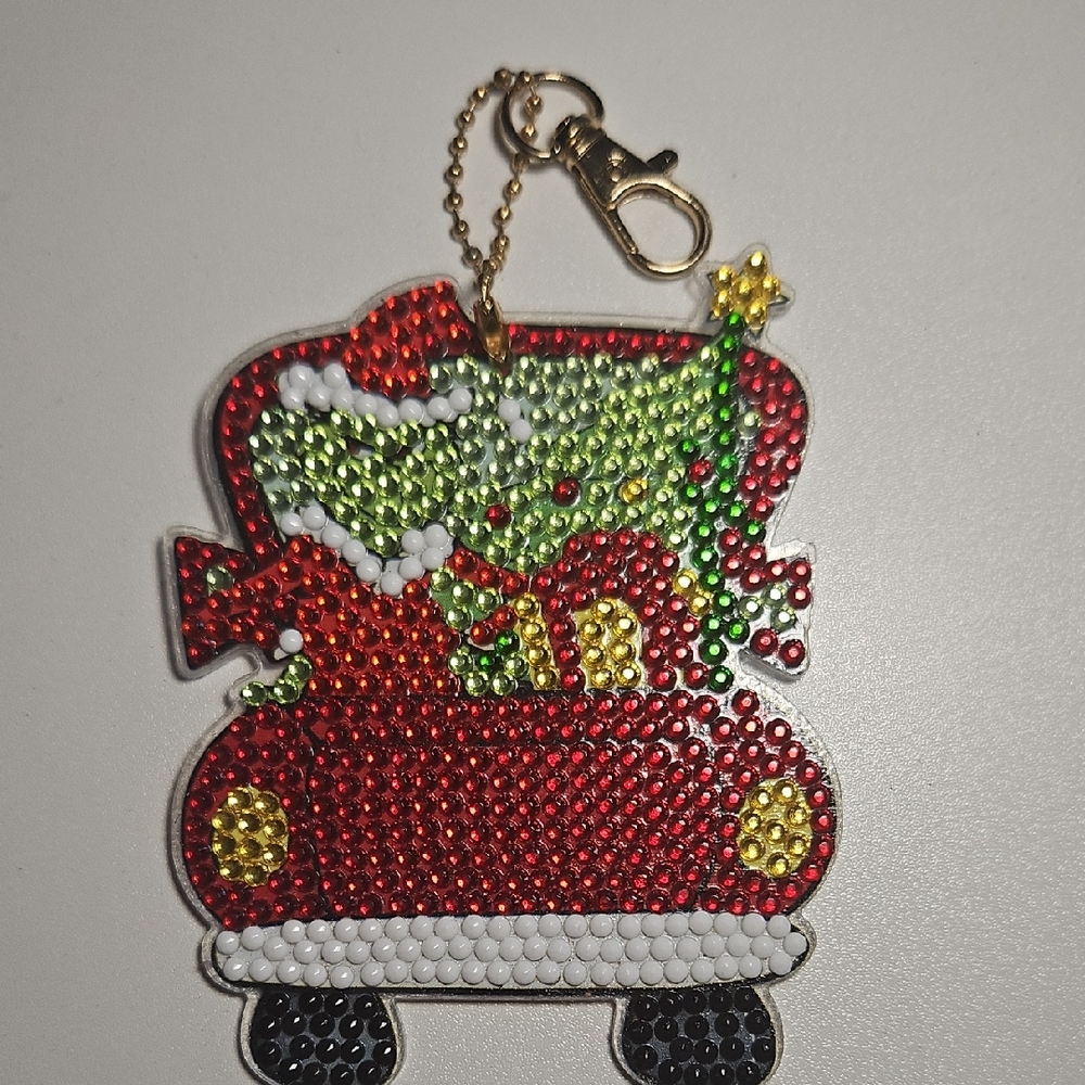 Grinch Keychain Diamond Art Style